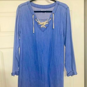 Denim Lace Up Dress